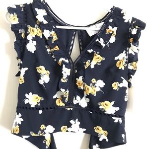 Floral Print Navy Blouse